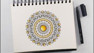 How to draw Easy Gemstone Mandala Art for beginners using colored pencils | Doodle/Zentangle drawing