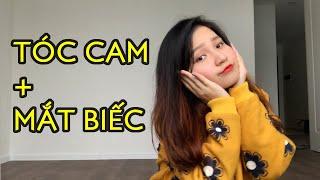  TỰ NHUỘM TÓC CAM & REVIEW MẮT BIẾC  Missha 7 days Coloring Hair Treatment | Vlog | Em Bé Má Hồng