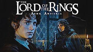 Prancing Pony Inn ◈ LOTR Ambience + Dialogue ◈ Aragorn & Hobbits [ASMR Rain sounds + Soft music]