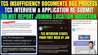 TCS Insufficiency Documents BGC Process | TCS Interview & Application Re-Submit | TCS Induction Mail