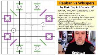 In a sudoku fight, who will win? Renban or Whispers?