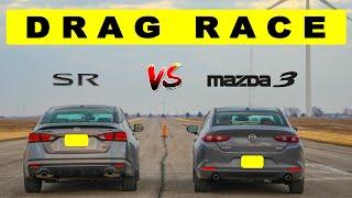 2022 Nissan Altima Midnight SR vs 2022 Mazda3 2.5, drag and roll race.