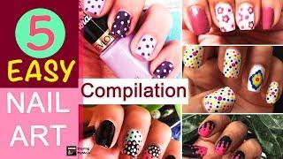 5 easy Nail Art designs using Toothpick or Dotting Tool