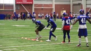 Giants defensive backs work during OTAs