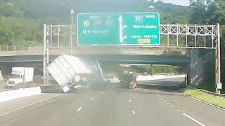 Video shows tractor-trailer overturn in alleged road rage crash
