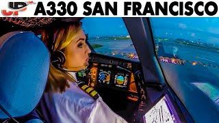 Piloting AIRBUS A330 out of San Francisco | Cockpit Views