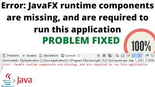 Error: JavaFX runtime components are missing, and are required to run this application || JAVAFX