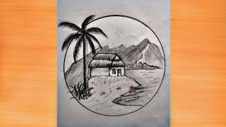 lNature Drawing Easy And Beautiful | Drawing Pictures Pencil Art | House Drawing | Scenery Drawing