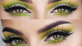 Neon Green Cut Crease Eye Makeup Tutorial | Tina Kosnik