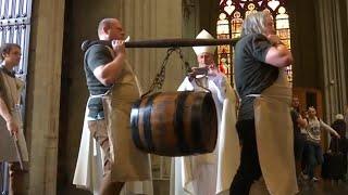 Belgian Brewers Bless Big Barrel of Beer in Brussels