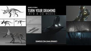 Blender 2.8: Turn your 2D drawing into a 3D model using Grease Pencil (Tutorial trailer)