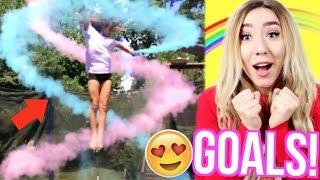 GLITZER HOLI Farben GYMNASTIK auf TRAMPOLIN... turnen GOALS