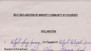 Self declaration of minority community by student /SELF DECLARATION OF MINORITY COMMUNITY BY student