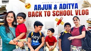 Arjun & Aditya Back to school Vlog | Kids New routine #voiceofvasapitta #teluguvlogs