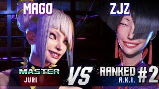 SF6 ▰ MAGO (Juri) vs ZJZ (#2 Ranked A.K.I.) ▰ High Level Gameplay