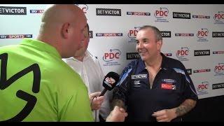 Michael van Gerwen Interrupts Interview To Congratulate Phil Taylor!