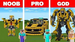 Minecraft NOOB vs PRO vs GOD: BUMBLEBEE HOUSE BUILD CHALLENGE in Minecraft Animation