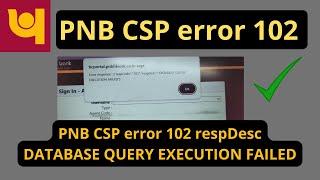 PNB CSP error 102 respDesc DATABASE QUERY EXECUTION FAILED @PNBCSPCLUB