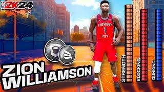 This ZION WILLIAMSON BUILD is a MONSTER - HOF BULLDOZER, ELITE CONTACT DUNKS PF on NBA 2K24