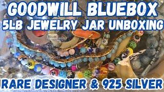 925 Silver & Designer! ️ Goodwill BlueBox 5lb Jewelry Jar Unboxing #jewelryunboxing #jewelryjar