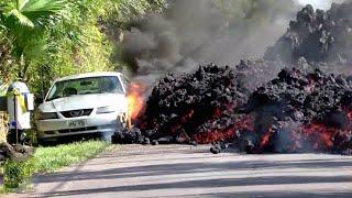 Dehşete Düştüm.. Hawaii Yanardağından Gelen Lavlar Arabayı Saniyeler İçinde Patlattı...