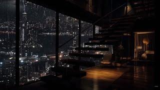 Relax With A Penthouse Overlooking The New York City Relax With The Sound Of Rain By The Window 