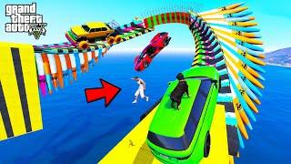 FRANKLIN TRIED IMPOSSIBLE CURVY ROAD ULTRA MEGA RAMP PARKOUR CHALLENGE GTA 5 | SHINCHAN and CHOP