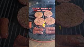 Brisket Burgers On Brisket Jalapeño Cheese Sausages #bbq #brisket #sausage #bbqlovers #food #foodie