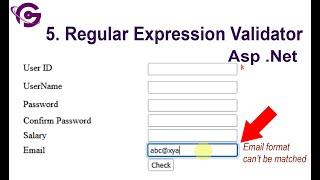 Part 5 Regular expression validator in asp net for email