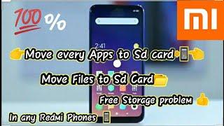 How to move apps to sd card for redmi mobile phones new|Move files to sd card|Storage problem