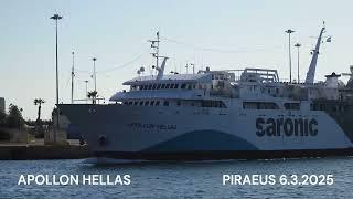 APOLLON HELLAS arrival at Piraeus Port [ new Saronic Ferries livery ]