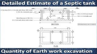 Detailed Estimate of a Septic tank - Quantity of Earth work excavation