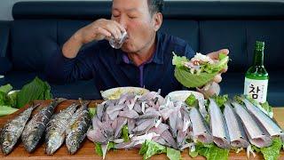 [모듬전어] 코로나로 없어진 입맛도 돌아오게 하는 가을 전어에 혼술 한 잔! (Grilled Gizzard shad & Soju) 요리&먹방 - Mukbang eating show