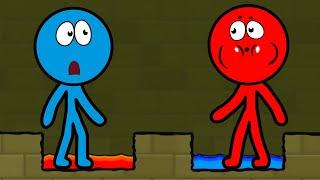 Приключения ОГОНЬ и ВОДА в храме МАГА #1. Мультик ИГРА Fire & Water Stickman Animation Parkour