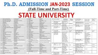 PhD (Full Time/Part Time)  Admission Notification State University | UGC NET NOT Required | Only PG