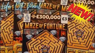 New £3 Lottery Scratch Cards. £15 of the Maze Of Fortune scratch cards.