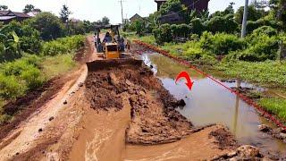 Bulldozer Repairing Flooded Dirt Road | Amazing Road Fix Transformation!