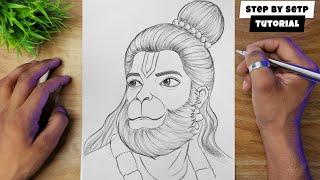 How To Draw Lord Hanuman Ji Face Drawing Step By Step Tutorial For Beginners @AjArts03