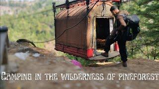 Camping in wilderness of pineforest| lift between mountain to travel| relaxing in jungle