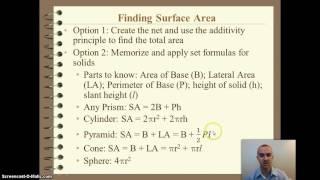 Measurement- Solids and Surface Area