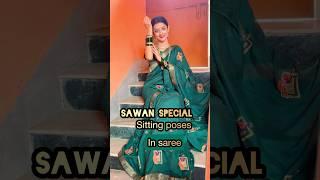 sawan special sitting poses in saree/RADHA RAJVANSHI/#viral #ytshorts #shorts #trending #explore