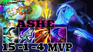 WILD RIFT ASHE ADC GAMEPLAY | 15 -1 -4 MVP | ASHE BUILD RUNES