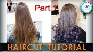 Haircut  in pointing technique part  1   (Женская стрижка длинных волос  в технике пойнтинг)