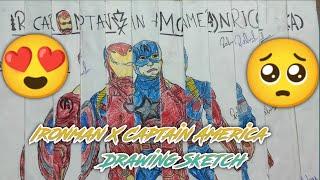 Ironman X Captain America In one fream Drawing Sketchby enemy song attitude art Super Artist Rahul 