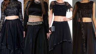 Black Lehenga Choli Design|Black Crop Top With Lehenga|Black Crop Top With Skirt|#Black Lehenga 2020