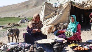 Organic Mountain Village Life in Afghanistan |Shepherd Mother Cooking Village Style Burger in Nature