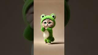 Frog Cat dancing #cat #dancingcat #petdance #dancingpet #catdancer #dance #funny