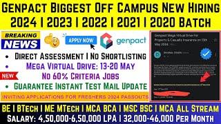 Genpact Biggest Direct Test Mass Hiring For 2024-2020 Batch | Test Date: 13-20 May | No Shortlisting