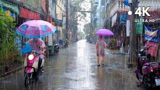 [4K UHD] Heavy Rain Walk in Bangkok | Walking in The Rain - Heavy Rain Sounds