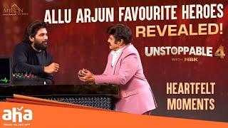 Allu Arjun shares his Top Heroes List |  Unstoppable With NBK | Allu Arjun | ahavideoIN